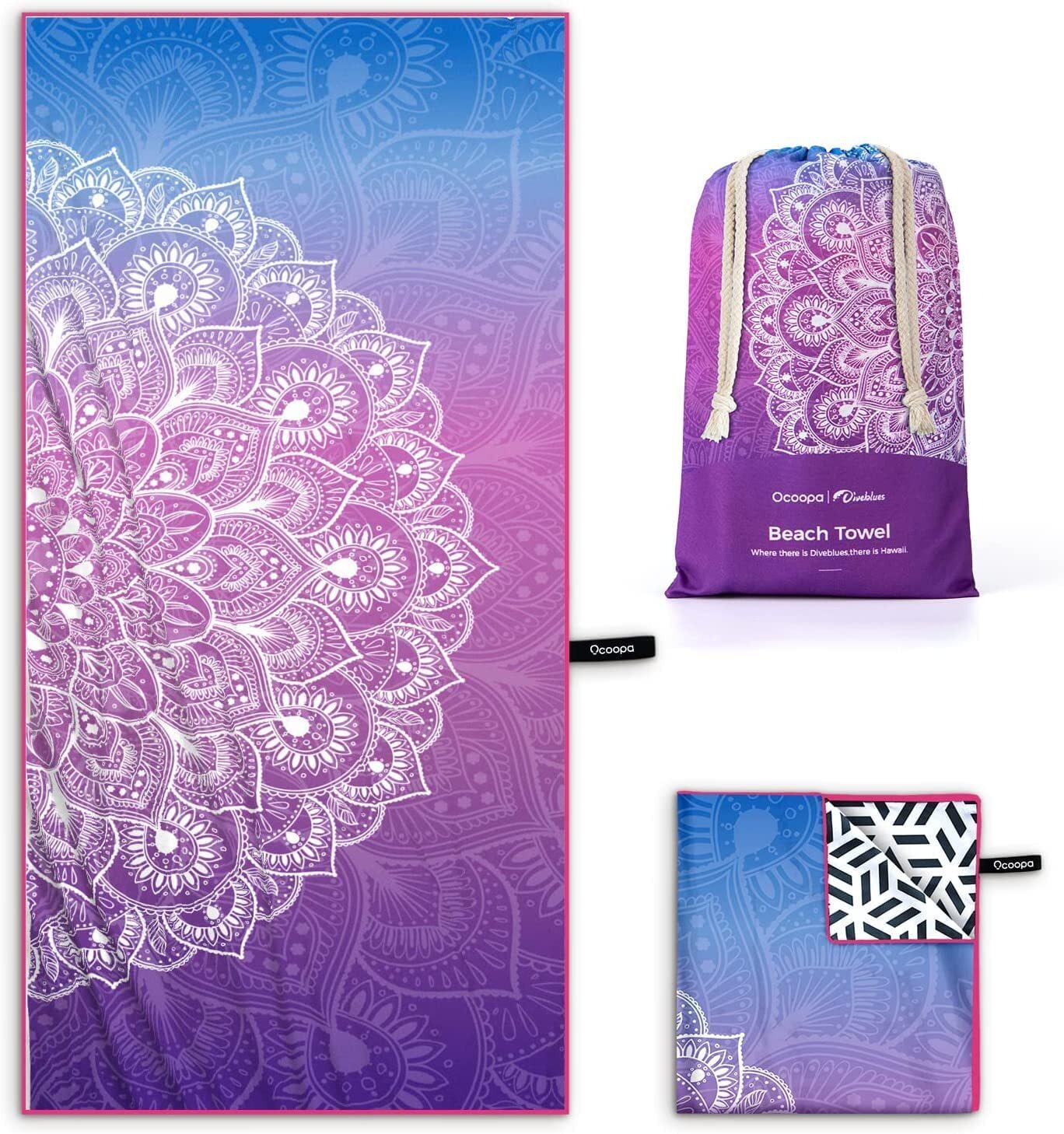NEW! OCOOPA Microfiber Beach Towel Fast Drying Oversize Ocean Sand Free Outdoor gallery