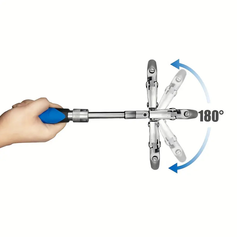 A 5 in 1 10" Adjustable Torque Wrench Ratchet Wrench 180 Degree Folding Spanner gallery