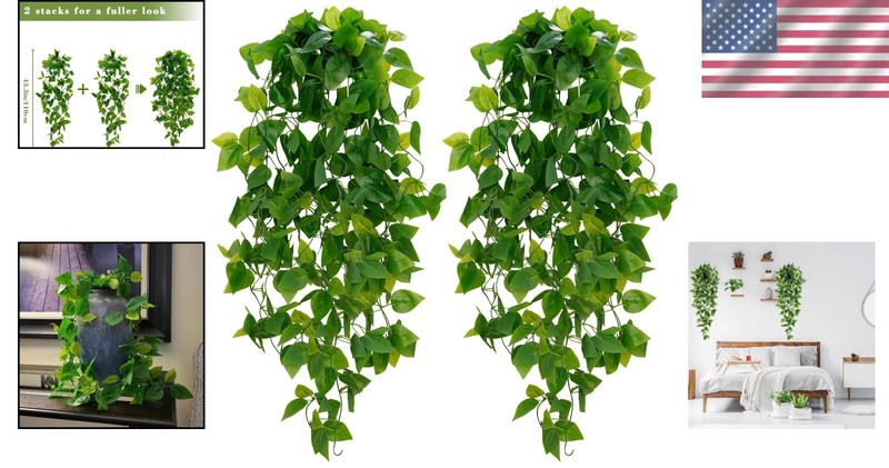 Eco-Friendly Artificial Pothos Vines – Versatile Hanging Plant Set for All Rooms gallery