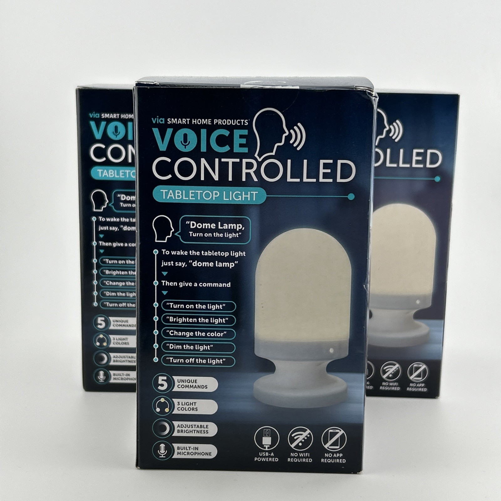 Voice Controlled Tabletop Lights Set of 3 Smart LED Clap Sound Activated Lamp gallery