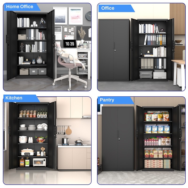 71" Lockable Storage Cabinet, 16.5" Deep Metal Garage Cabinets with 4 Shelves gallery