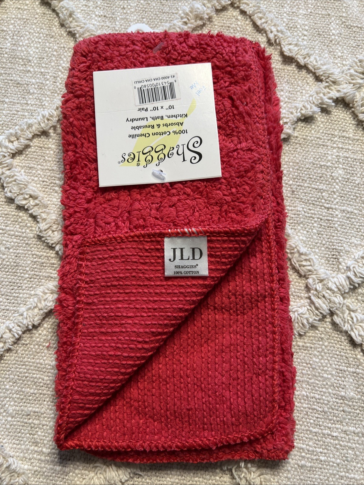 Janey Lynn’s Designs Shaggies Cha Cha Chili Washcloths New 10 X 10 Kitchen Bath gallery
