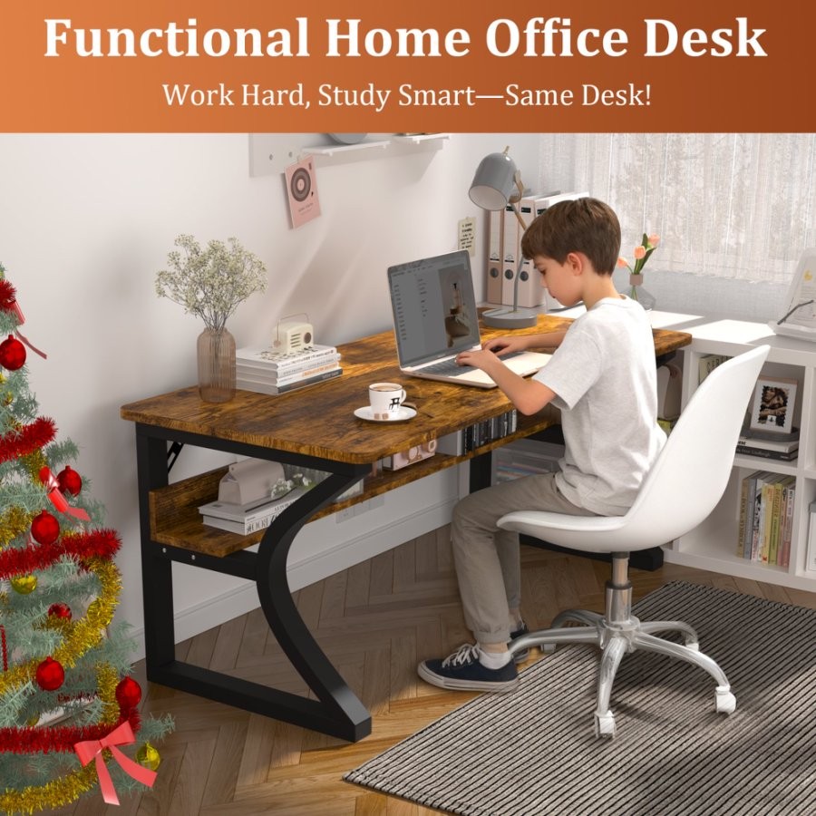 55 Inch Home Office Computer Desk Writing Work Study Table with Reinforcement gallery