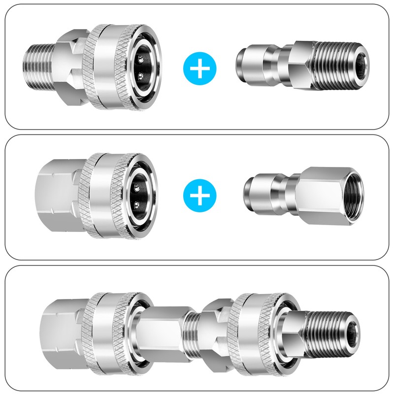 5000PSI Pressure Washer Quick Connect Fitting Stainless Steel 3/8" Hose Adapter gallery