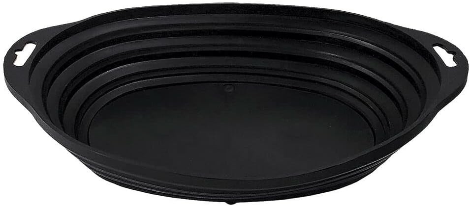 AFF 921 Retractable Magnetic Parts Oval Tray, 12" L x 9" W, Black, gallery