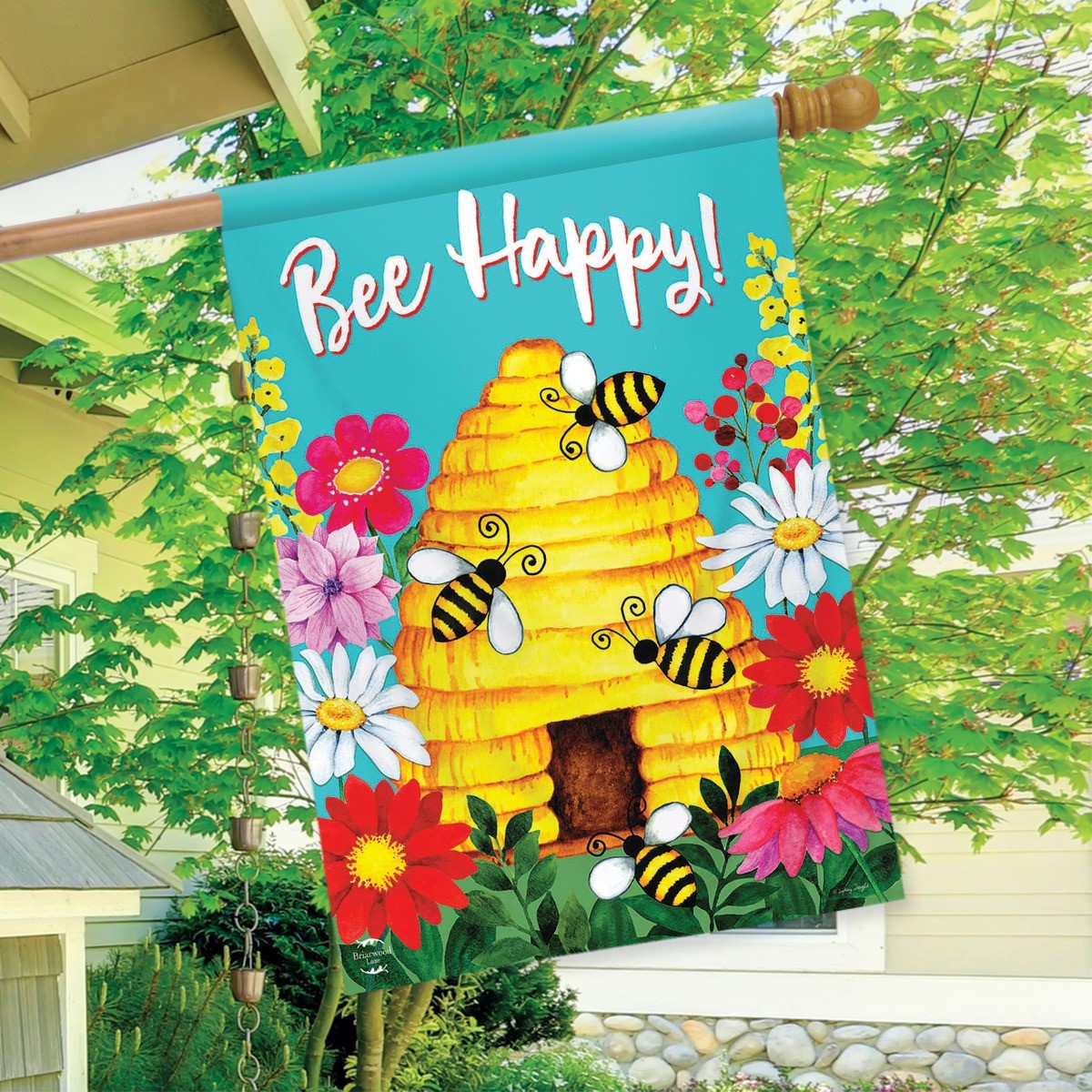 Briarwood Lane Bee Happy Hive Spring House Flag 28x40 gallery