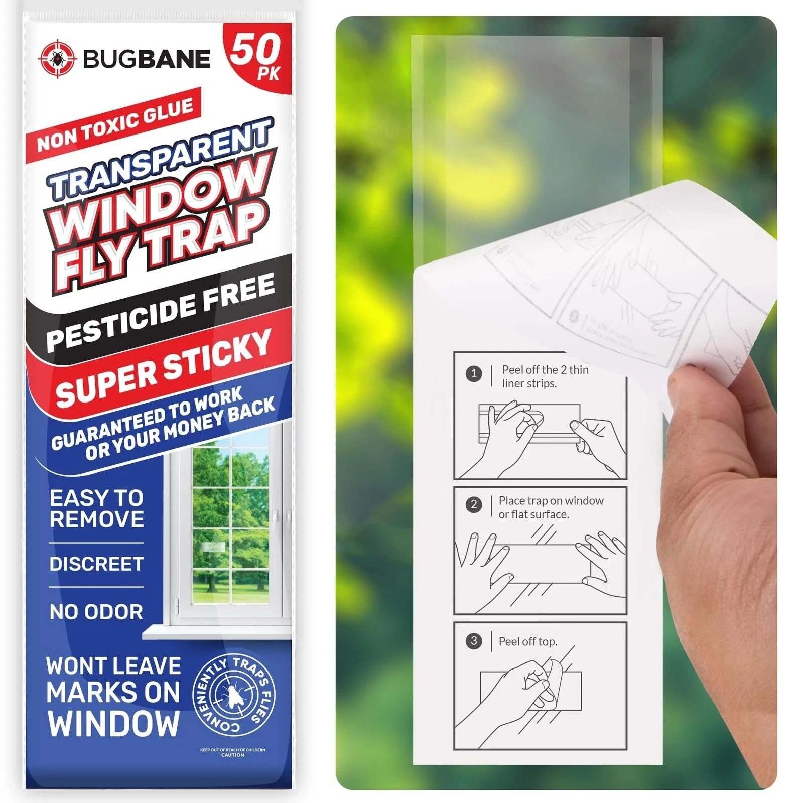 50 Pack Window Fly Traps Sticky Non-toxic Clear Fly Paper Indoor for Home&office gallery