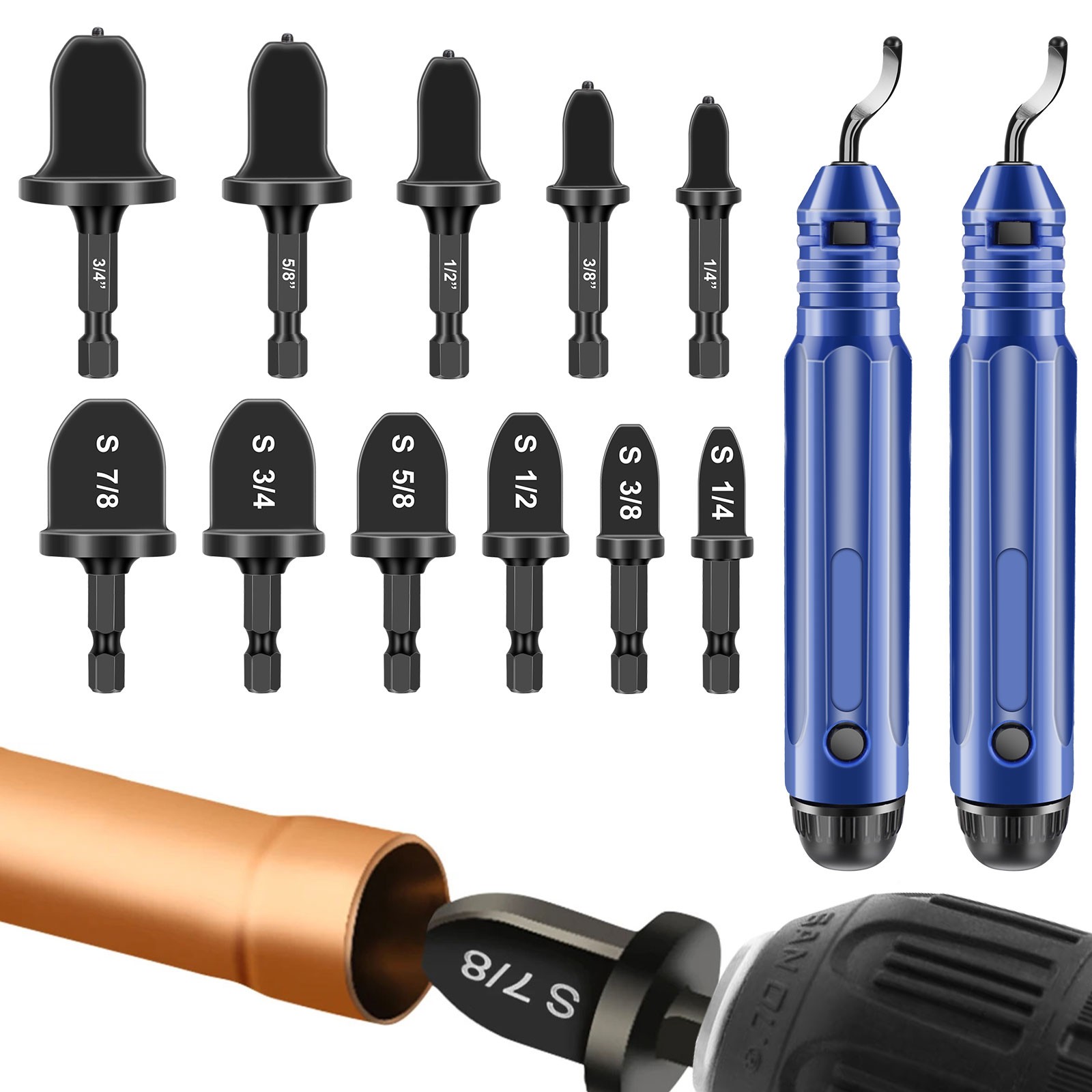 13x Copper Tube Expander & Deburring Scraper Tool HVAC Pipe Flaring Swage Drill gallery
