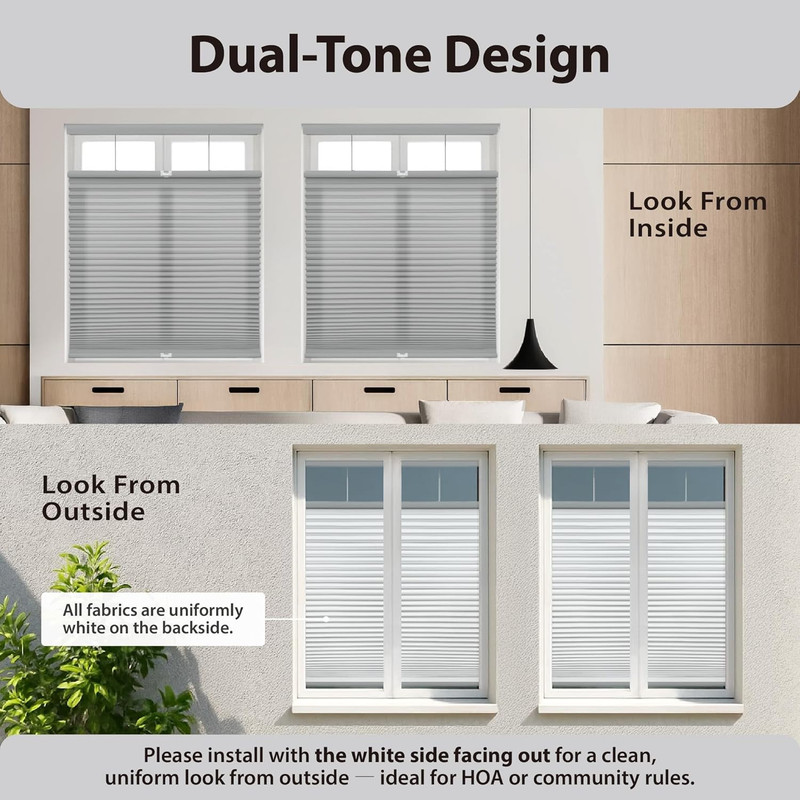 Cordless Light Filtering Cellular Shade, 38" W x 54" H, Anchor Gray gallery