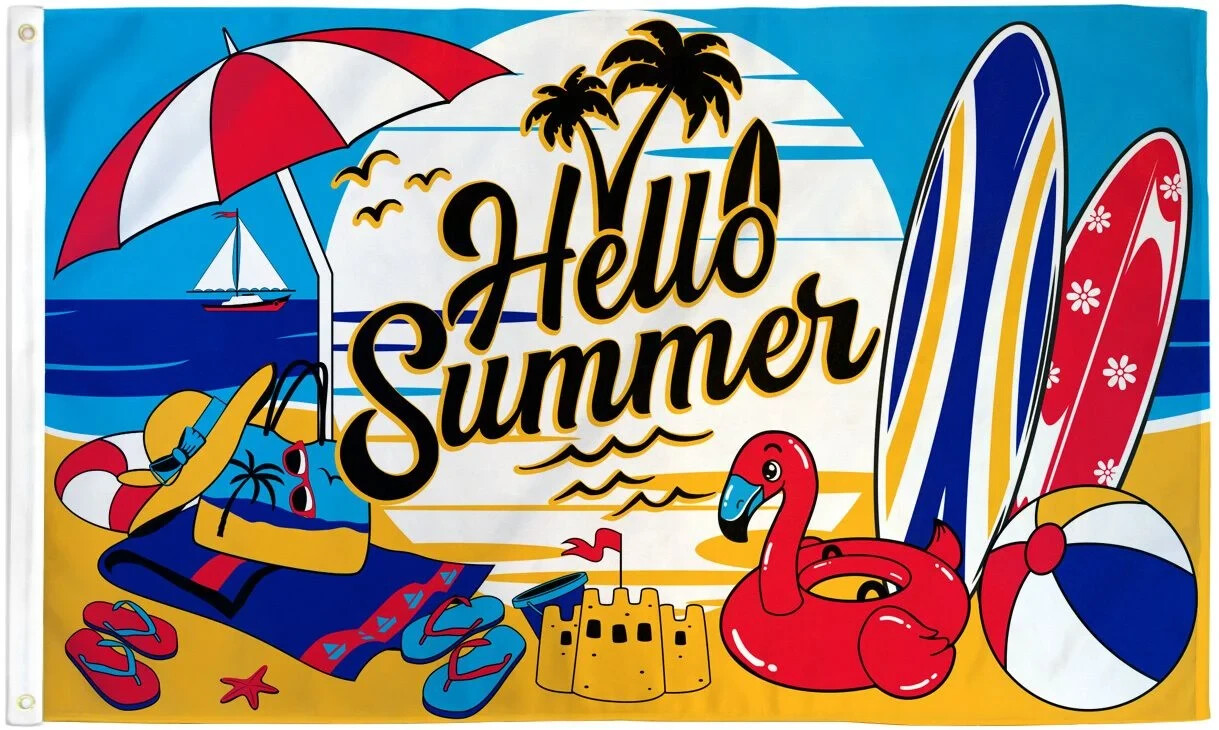 Hello Summer 3x5ft Poly Welcome Summer Seasonal Outdoor Home Decor Flag gallery