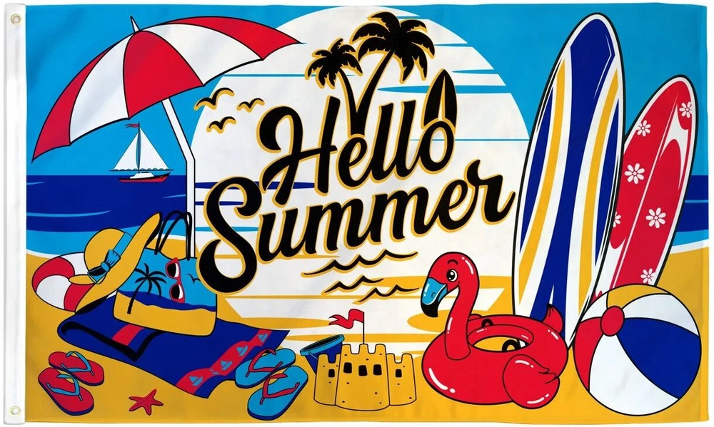 Hello Summer 3x5ft Poly Welcome Summer Seasonal Outdoor Home Decor Flag
