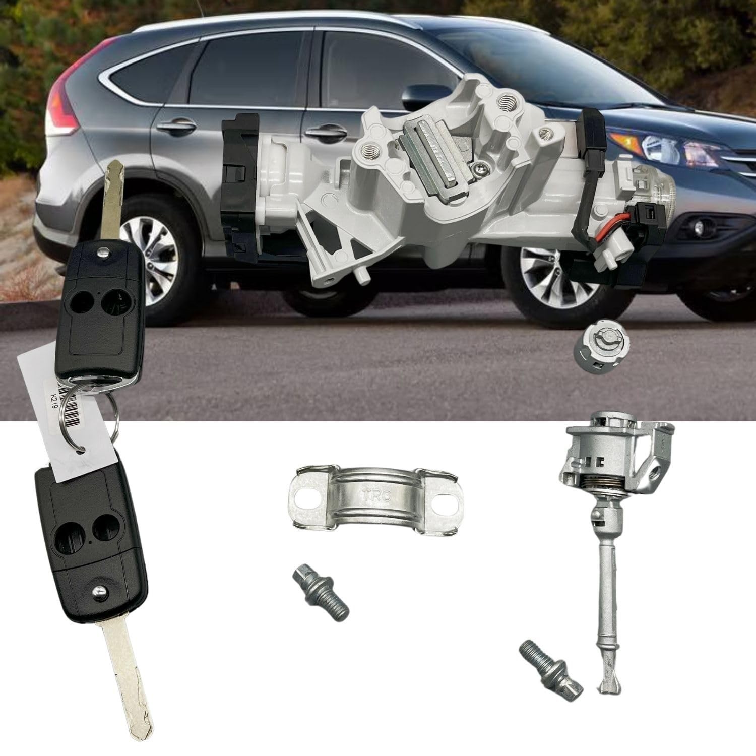 Ignition Switch Door Lock Cylinder Keys Full Set for Honda CRV 2012 2013 2014 Le gallery