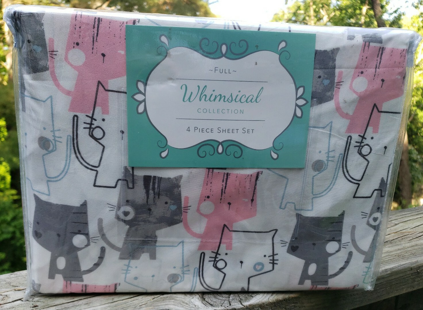 Elite Home Products Whimsical Deep-Pocketed Sheet Set, Full, Cats gallery