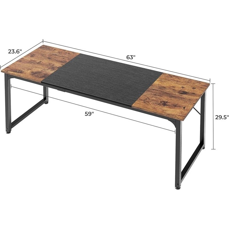Spacious Rustic Brown Black Computer Desk Home Office Study Gaming Workstation gallery
