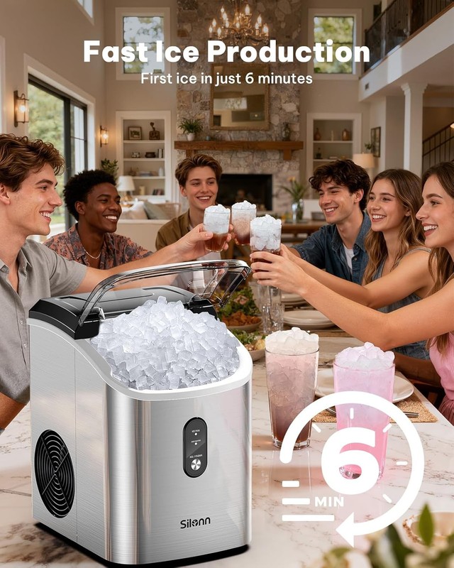 Nugget Ice Maker Countertop 33lbs Self Cleaning Chewable Ice Machine gallery