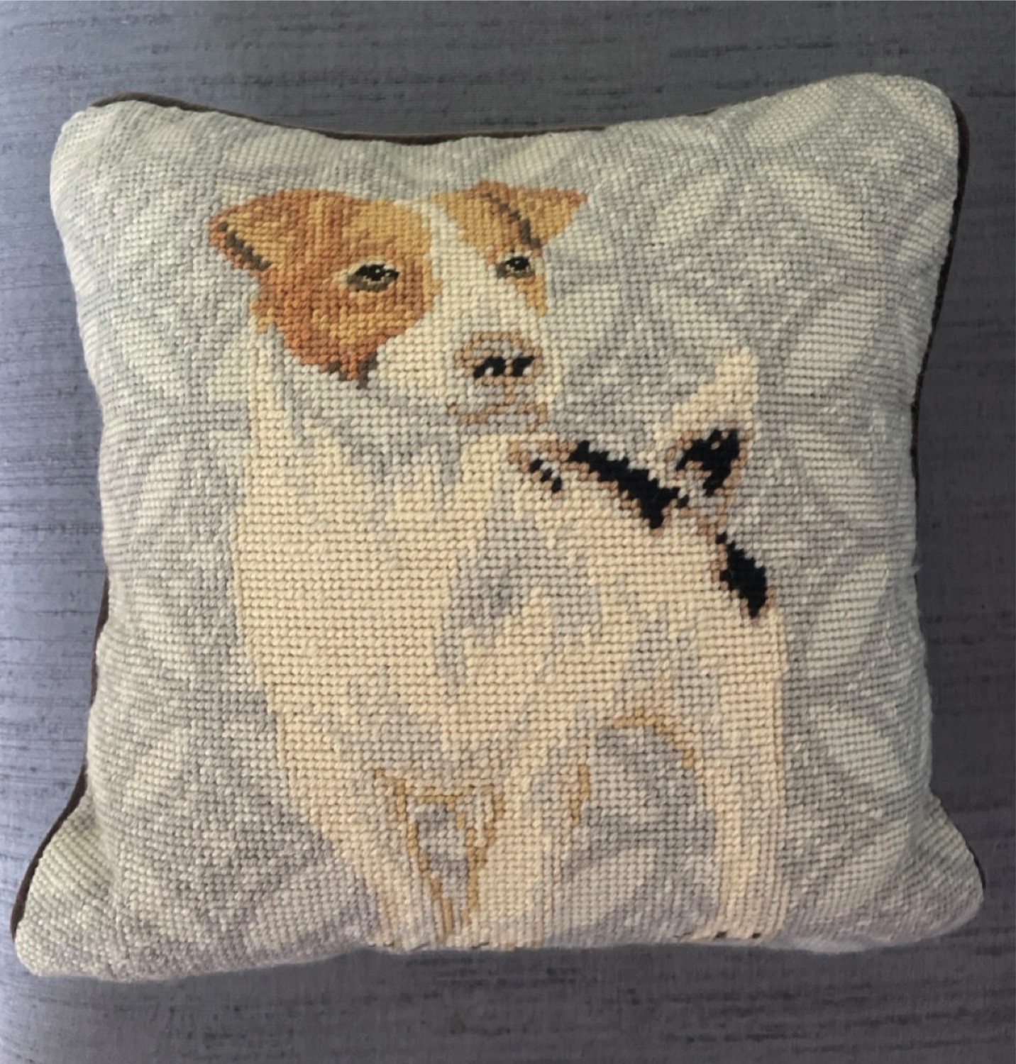 Needlepoint Pillow, Jack Russel Parsons Terrier, 11" gallery
