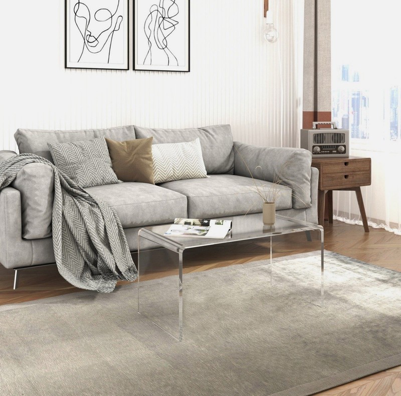 Plexycam coffee table transparent plexiglass living room design 70x33x40H gallery