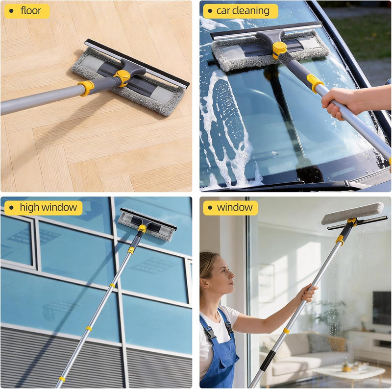 77" Squeegee for Window Cleaning | 2-in-1 Window Cleaning Kit, 180° Lockable ... gallery