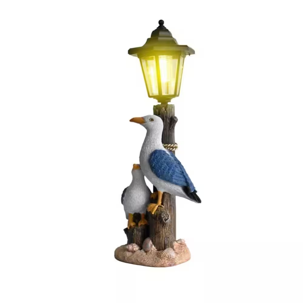 7 In. X 17 In. Multi-Colored Resin Solar Outdoor Decor Seagull Garden Statue wit gallery