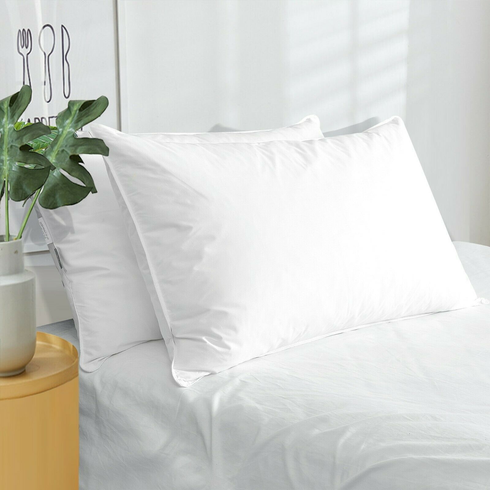HOTEL Quality 2 Pack White Goose Down Feather Bed Pillows Queen or King Pillow gallery