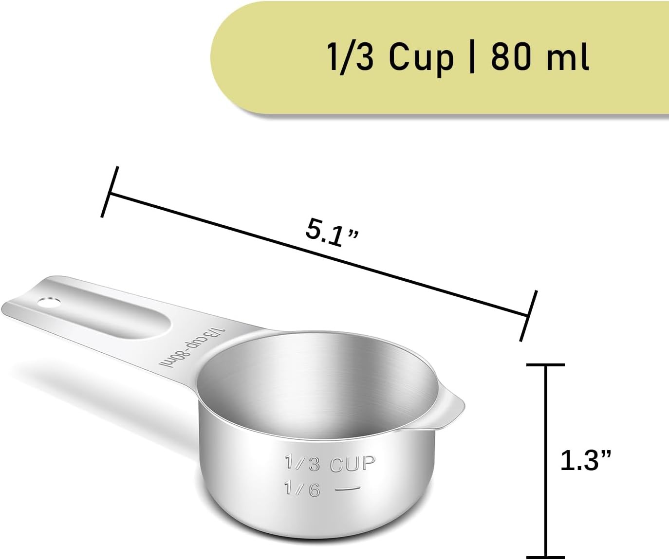 2PCS 1/3Cup (80ml, 2.7oz) Single 1/3 Cup | 80 mL | 80 cc | 2.7 oz, Silver gallery