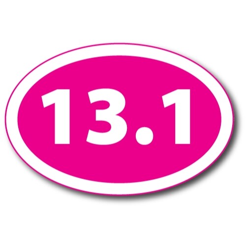 13.1 Half Marathon Inverted Pink Oval Magnet Decal, 4x6 In, Automotive Magnet gallery