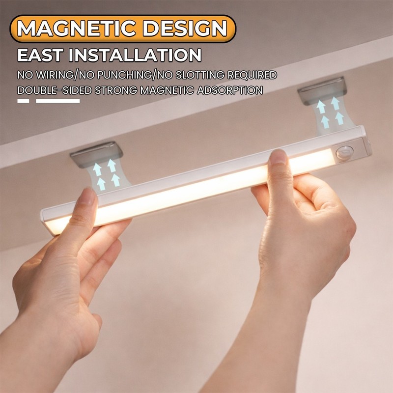 High Quality LED Motion Sensor Under Cabinet Closet Light USB Rechargeable gallery