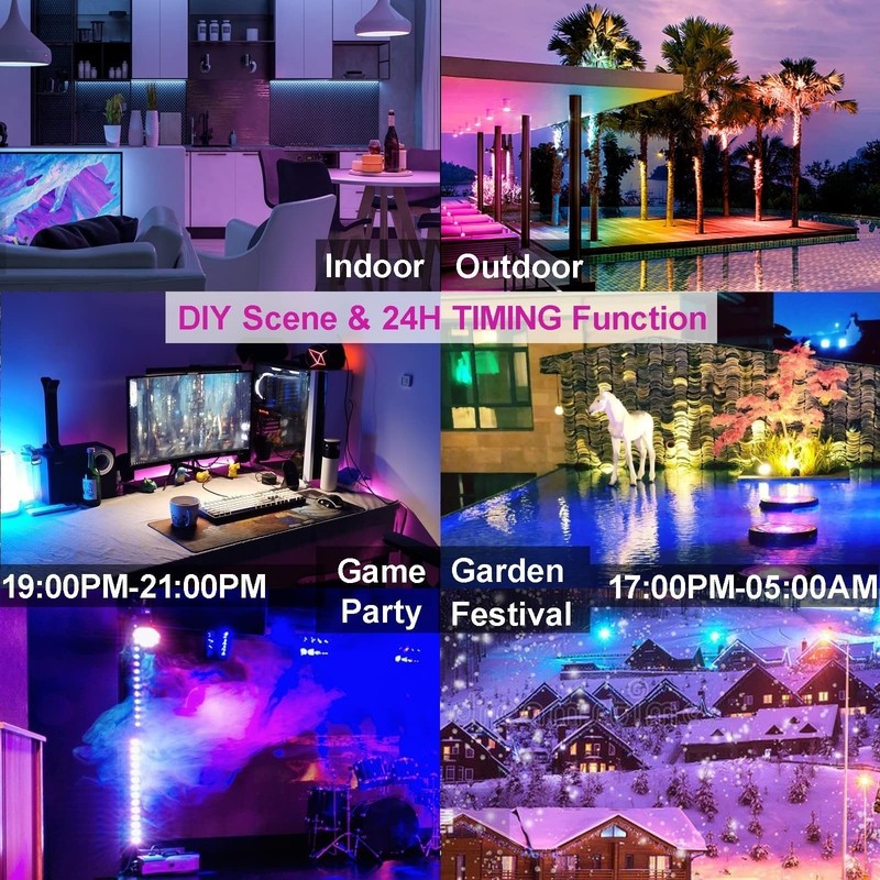 LED Outdoor 800W Equivalent Bluetooth Smart Color Change Landscape Flood Lights gallery