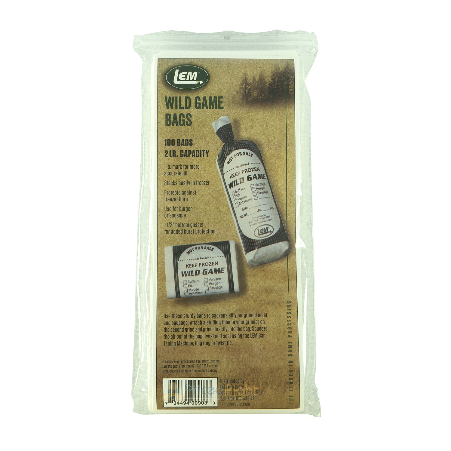 LEM Wild Game Bags 2 Pound Freezer Storage 100 Count Ground Meat Packaging 903 gallery