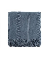 Battilo Home Woven Chain Patterns -Tasseled End Raised Zigzag Throw, 50 X 60