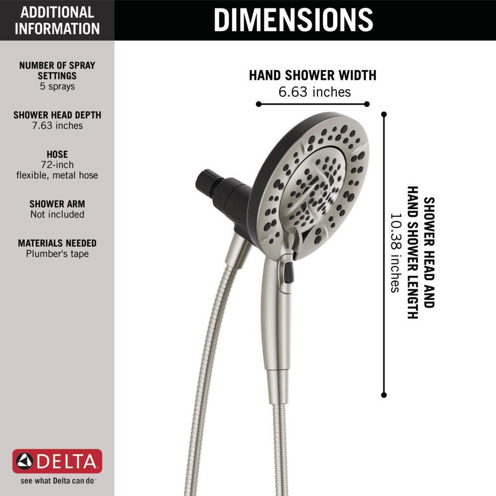 Delta In2ition Handheld Shower Head 5-Setting Satin Nickel-Certified Refurbished gallery