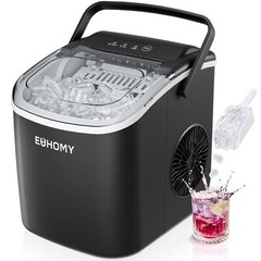 EUHOMY Countertop Ice Maker Machine with Handle 26lbs in 24Hrs 9 Ice Cubes Re…