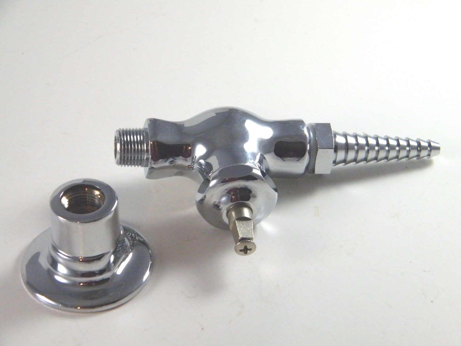 CHICAGO FAUCETS CHROME PLATED SINGLE WATER COCK VALVE 937-CP ~ NO HANDLE FLANGE gallery
