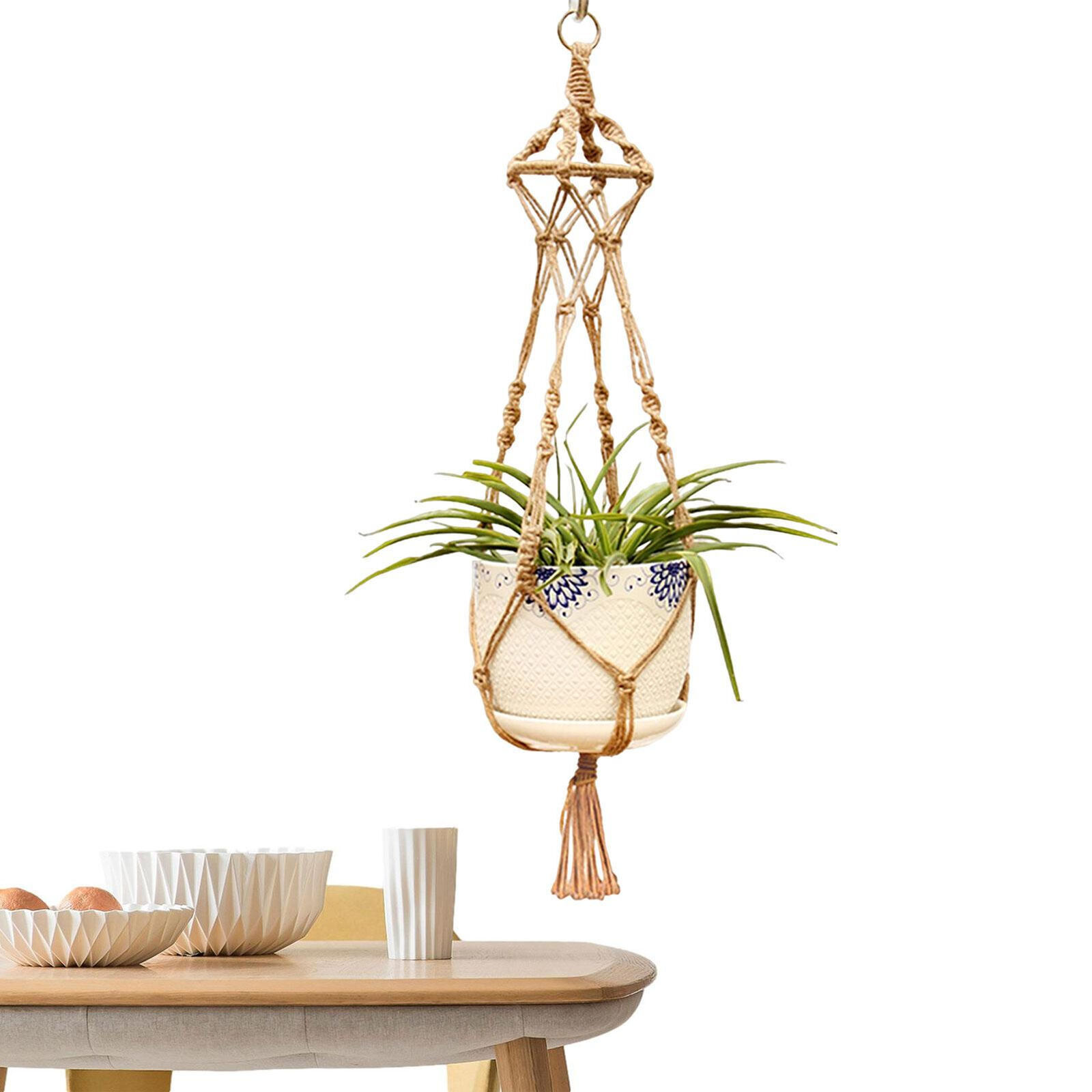 Large Pot Holder Macrame Plant Hanger Hemp Rope Braided Hanging Planter Basket gallery
