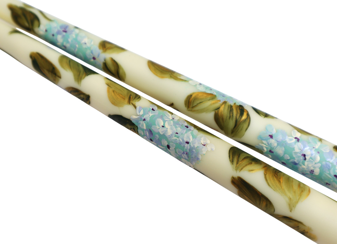 Hand Painted Violet Blue Hydrangea Flower Flameless Taper Candles Battery Candle gallery