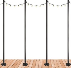 String Light Poles 4 Pack – 10 Feet Deck Mount (Wood/Concrete)
