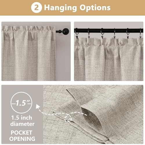 Valance for Windows, Light Filtering Faux 60"W x 14"L (Pack of 1) Linen gallery