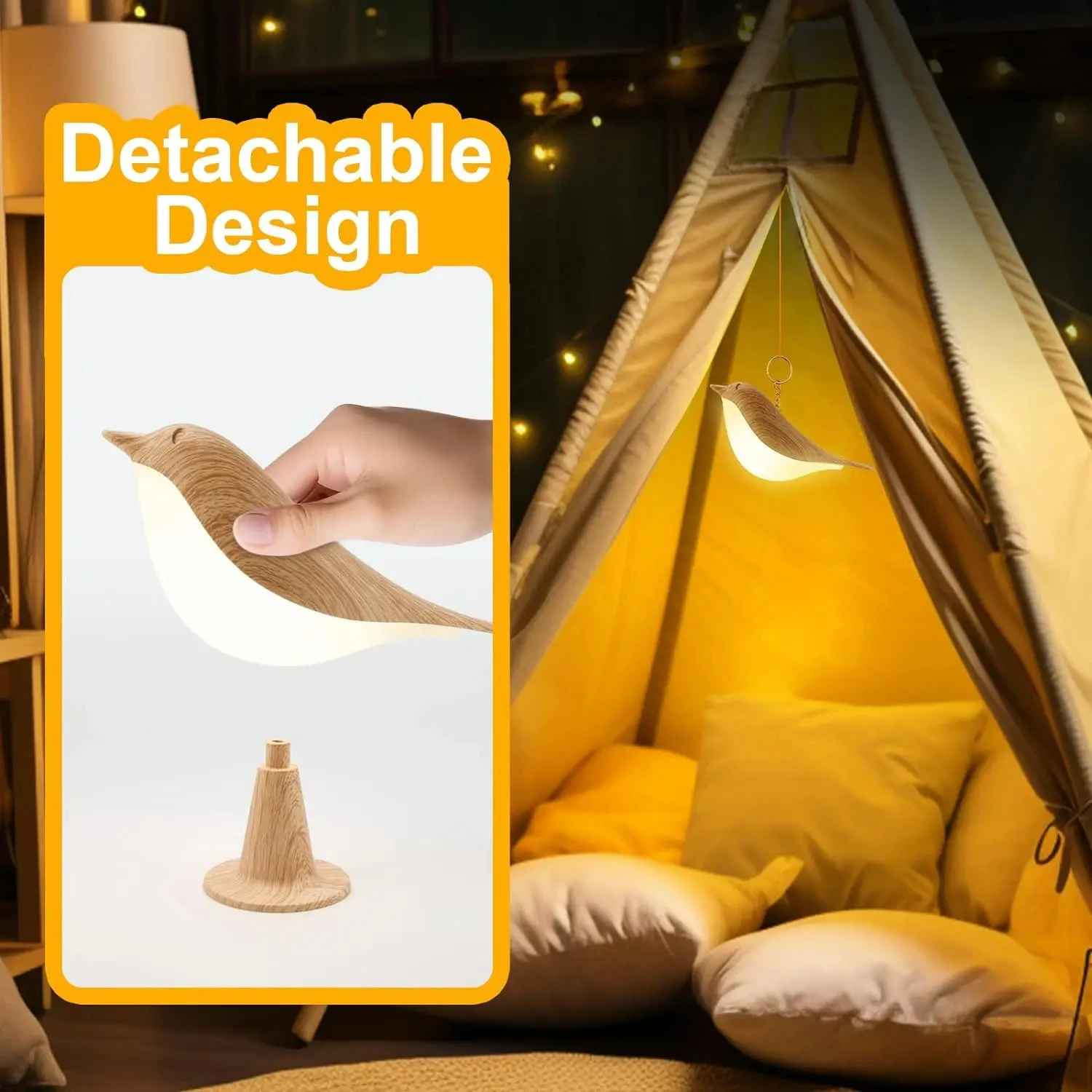 Bird Desk Lamp Touch Control 3 Color LED Night Light Rechargeable Kids gallery