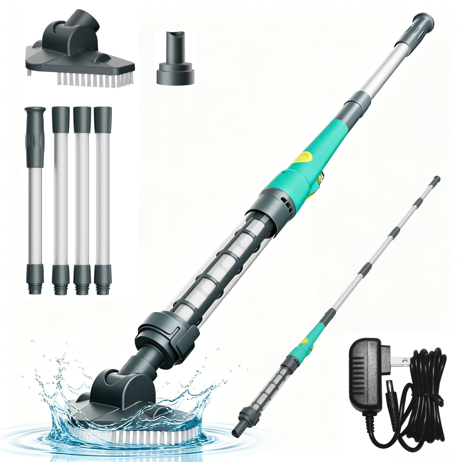 Handheld Pool Vacuum Portable Cordless Rechargeable Swimming Pool Cleaner + Pole gallery
