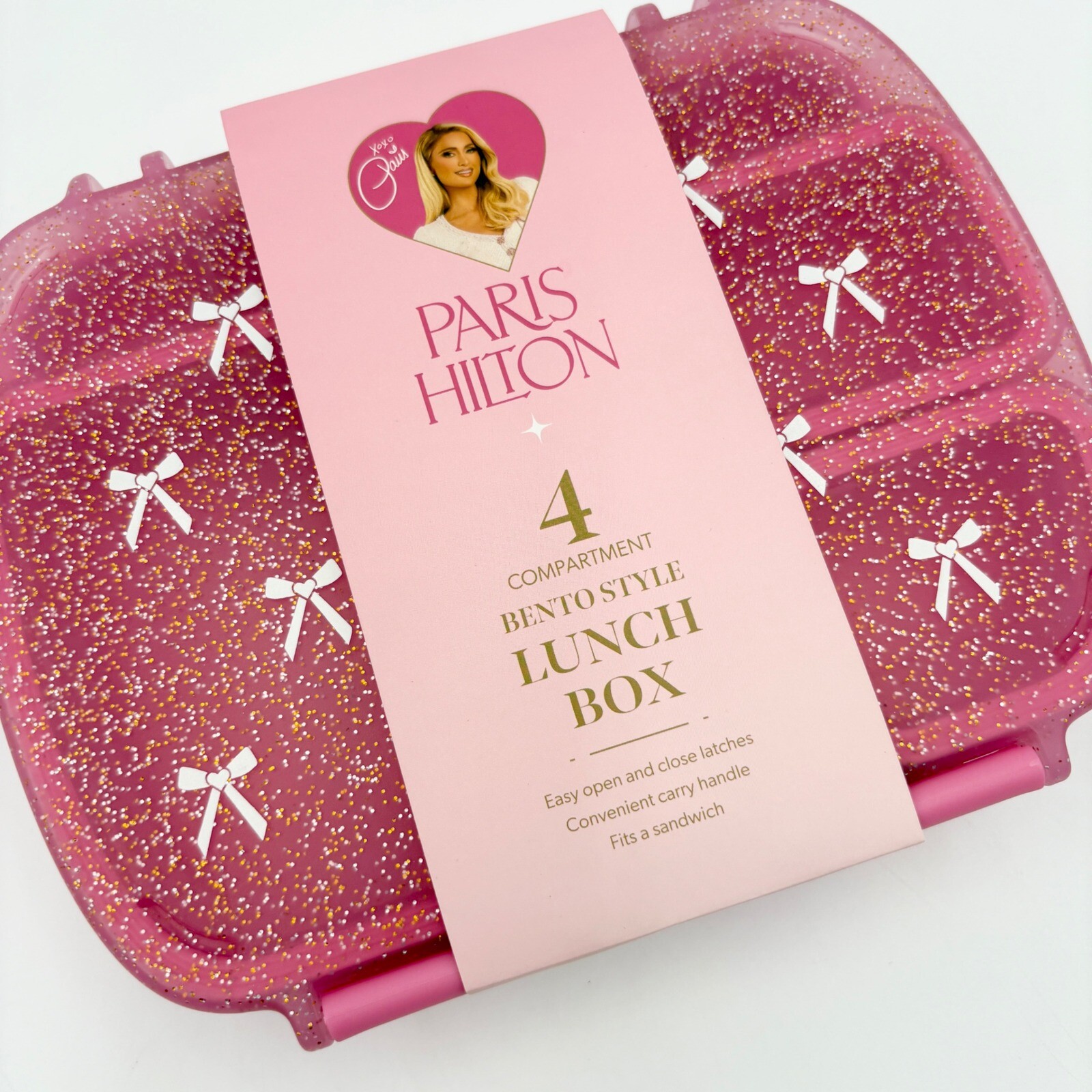Paris Hilton Kitchen Bento Box 4 Compartment Lunch Box Phone Stand Pink Glitter gallery