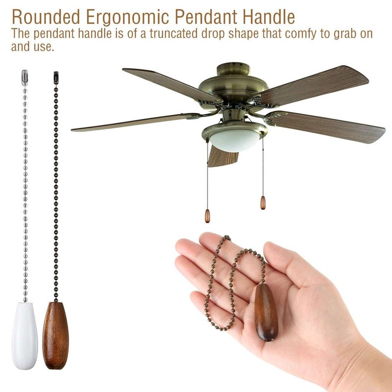 1/2/4Pcs Ceiling Fan & Light Pull Chain Extension w/ Connectors - Cuttable Chain gallery
