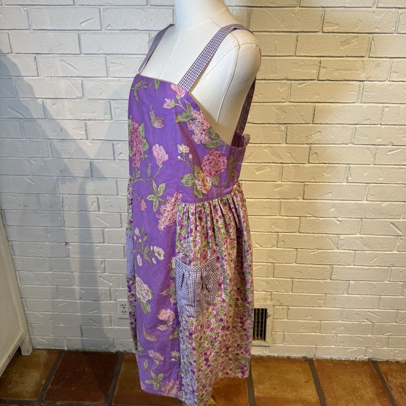 April Cornell Lilac Patchwork Floral Midi Apron NWT gallery