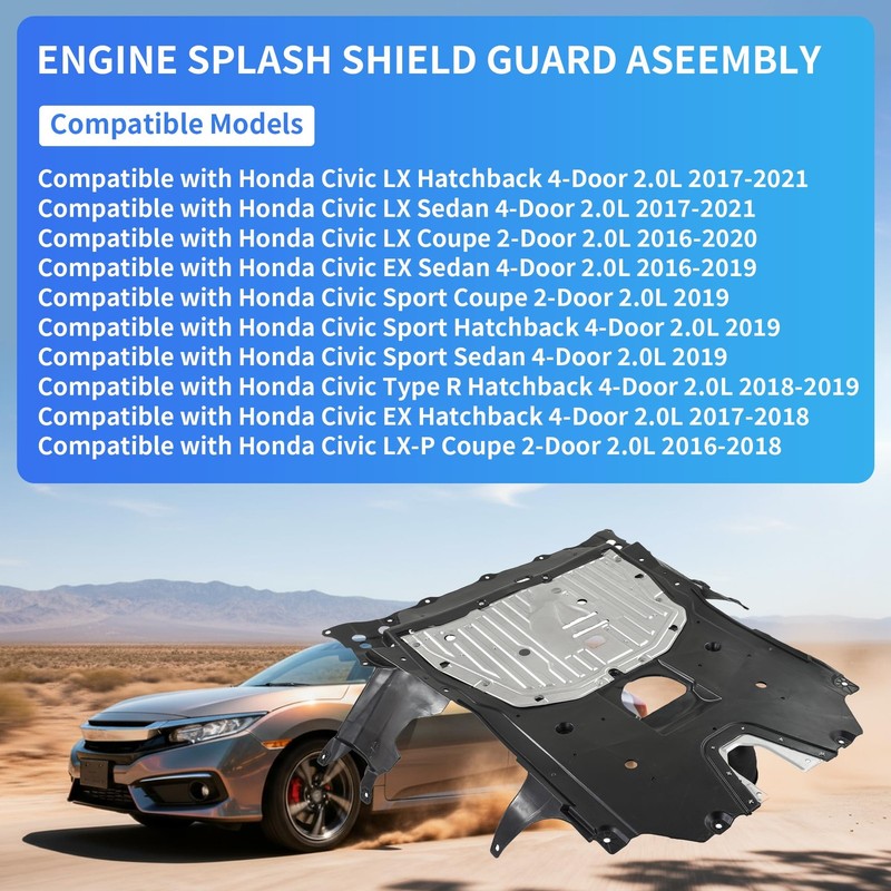 74110-TBA-A00 Engine Splash Guard Under Car Shield Cover Board, Lower black gallery