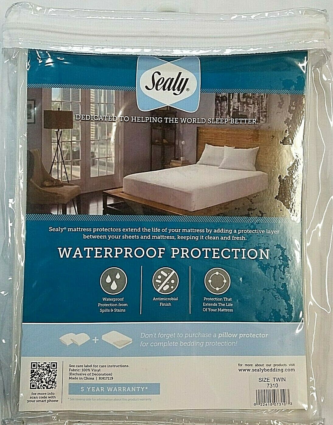 SEALY BEDDING MATTRESS PROTECTION UP TO 9" DEEP TWIN SIZE 39 X 75 IN (99X190CM) gallery