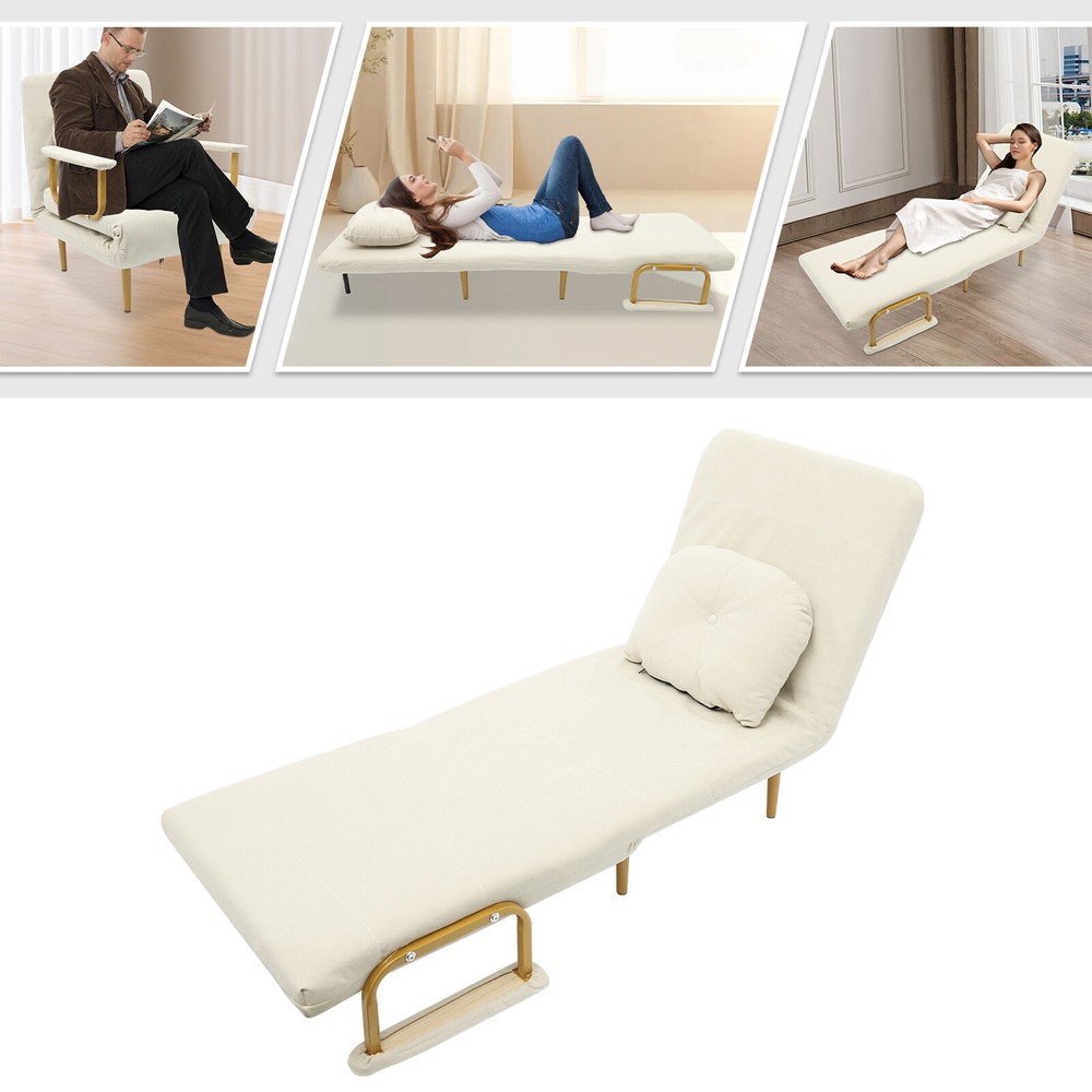 Convertible Sofa Bed Folding Sofa Bed with Pillow & 5-Gear Adjustable Backrest