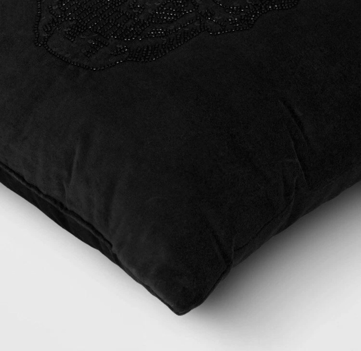 Threshold Halloween Throw Pillow Black Velvet Beaded Skull Square gallery