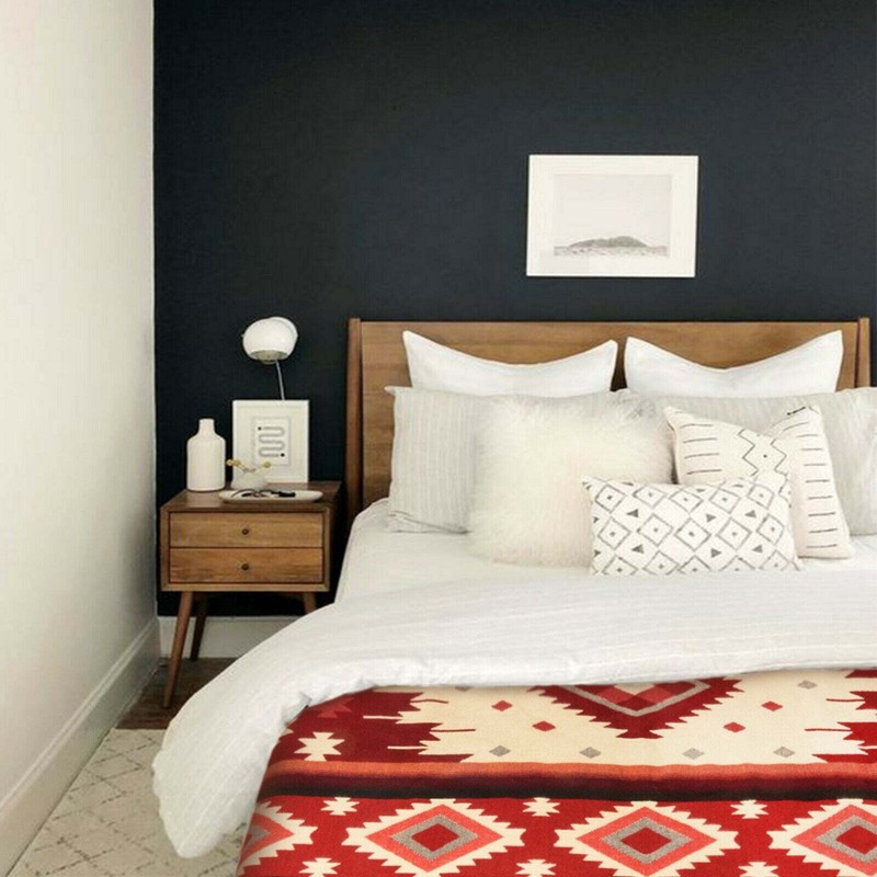 EXTRA LARGE THICK SOFT & WARM ALPACA WOOL BLANKET 90x76" AZTEC GEOMETRIC PATTERN gallery