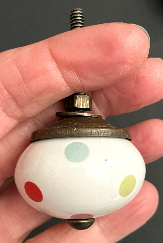 POLKA DOT Ceramic Drawer Pulls Cabinet Knobs SET of 7 Mount Screw 1.5" Wide gallery