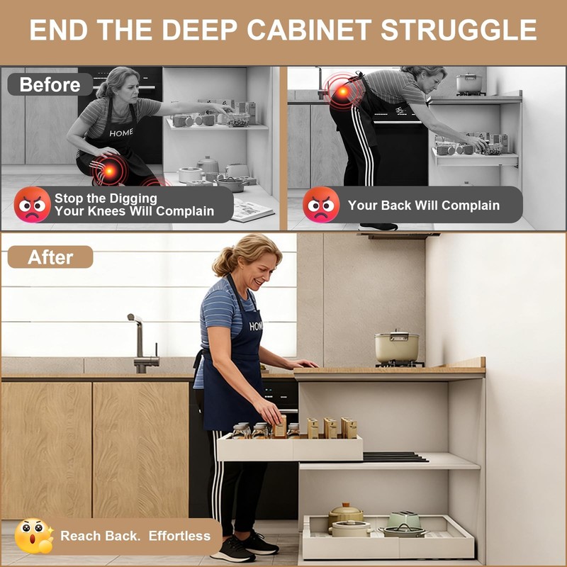 Pull out Cabinet Organizer,Width (7"-11") and Depth (17"-24") Expandable,No D... gallery