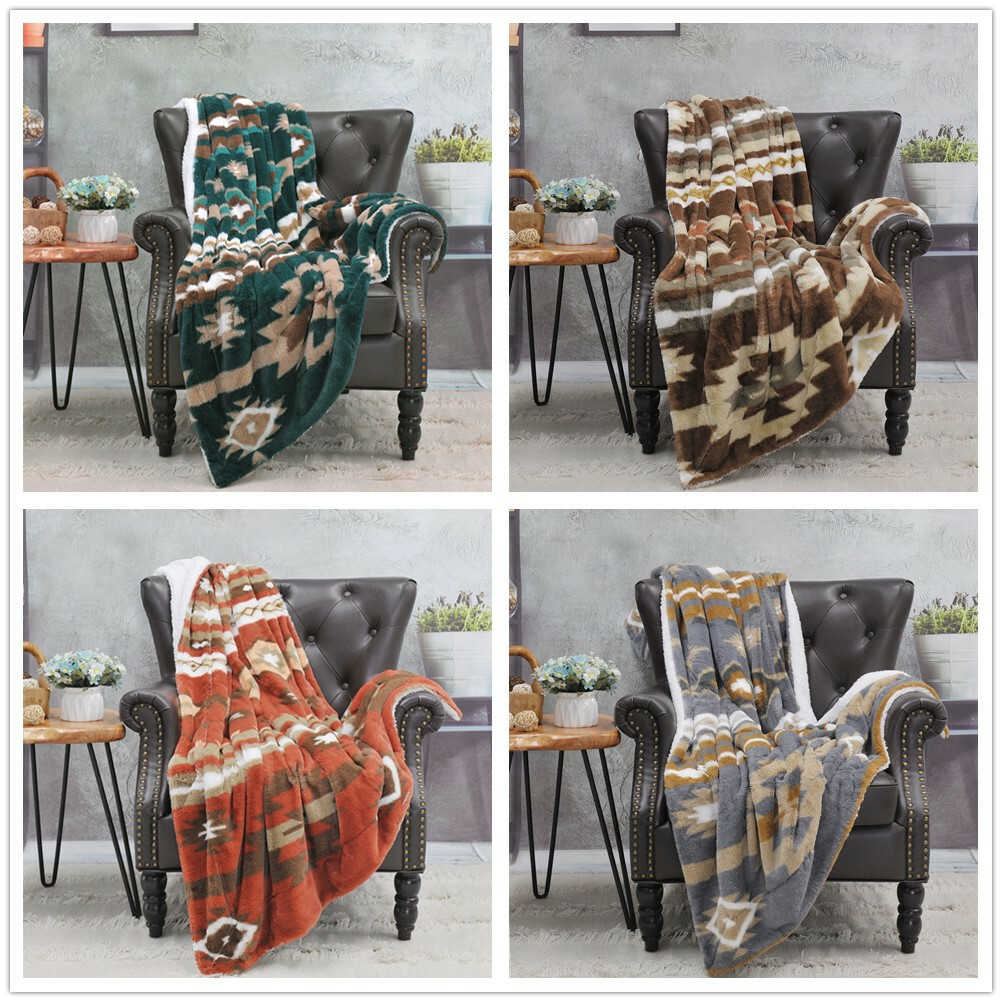 HST Southwest Rustic Sherpa Fleece Throw Blanket Ultra Soft Cozy Plush Blanket gallery
